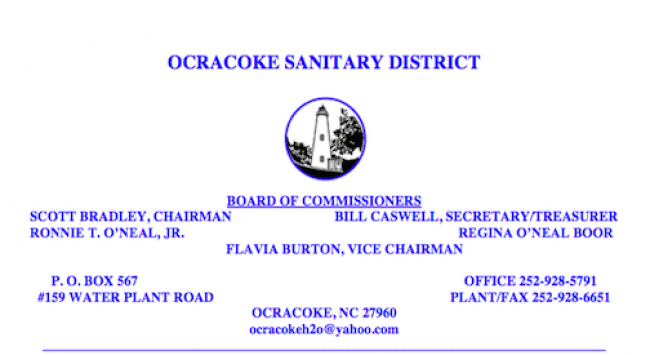 Ocracoke Sanitary District Announces Rate Increase Effective January 2016